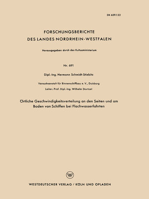 cover image of Örtliche Geschwindigkeitsverteilung an den Seiten und am Boden von Schiffen bei Flachwasserfahrten